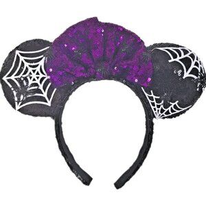 Disney Minnie Mouse Ears Halloween Spiderwebs Headband Black/white